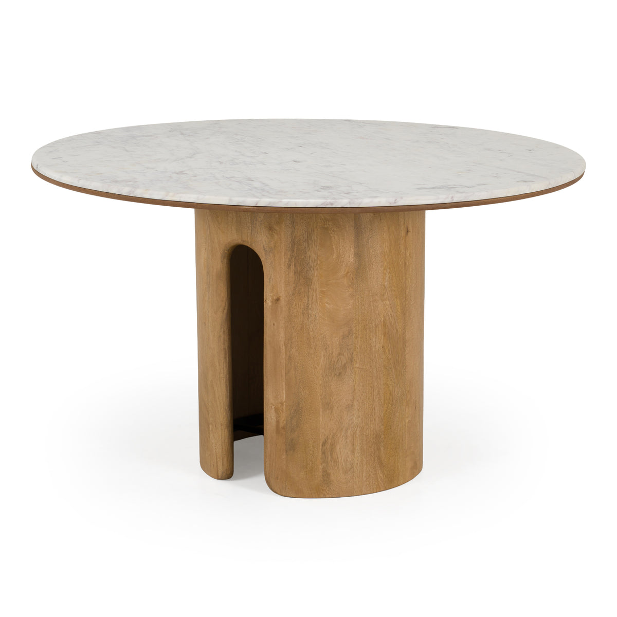 Zorhan Modern White Marble + Mango Round Dining Table