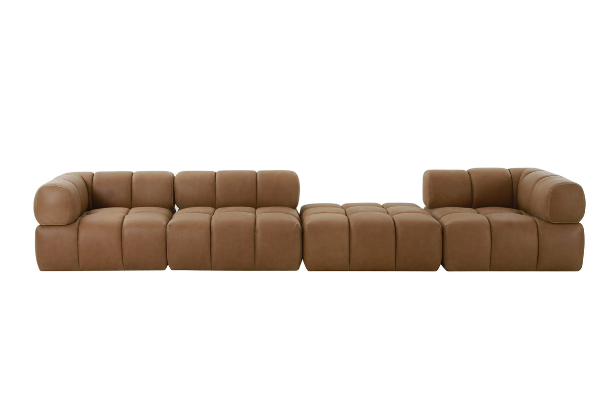 Everest Modern Brown Leather Ottoman