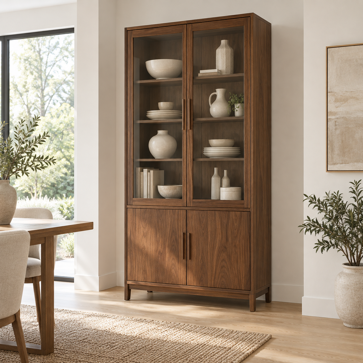 Contemporary china cabinets & hutches in a clean neutral setting