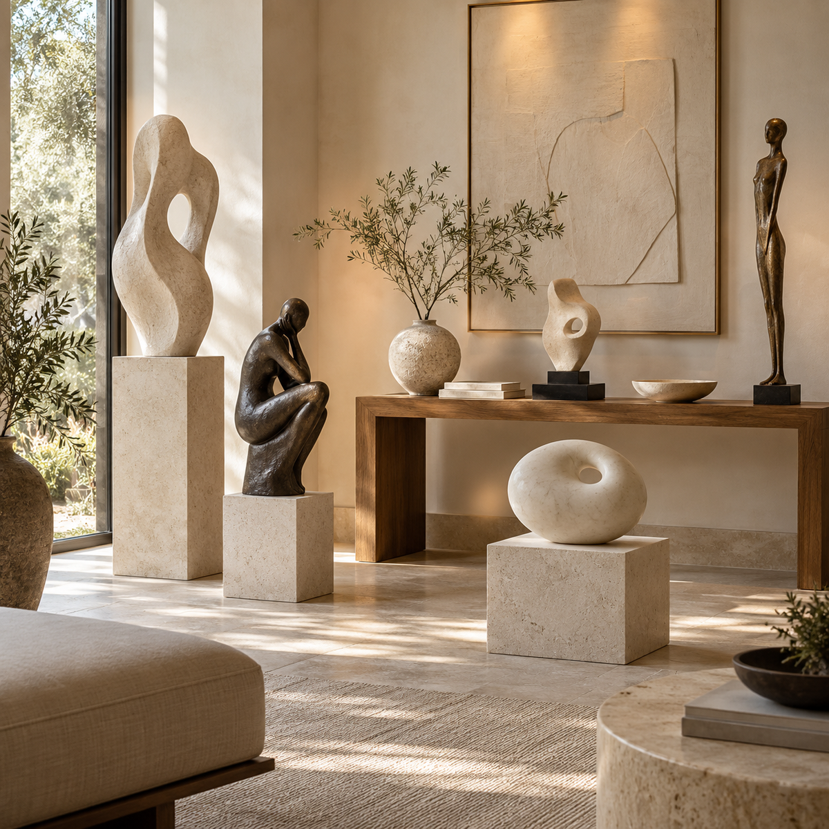 Sculptures and statues collection at Miel Casa
