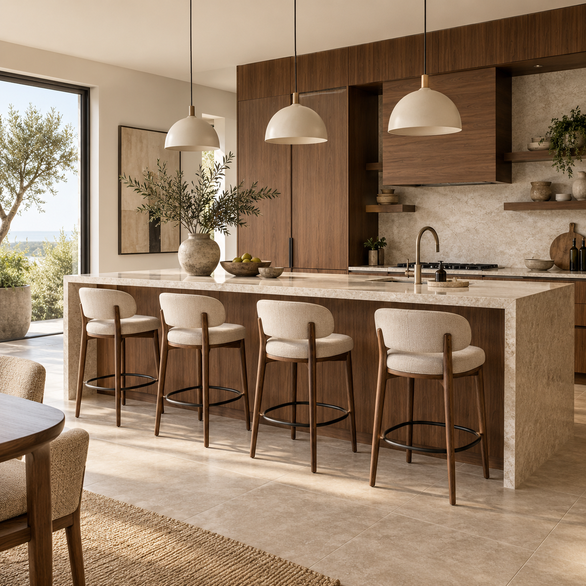 Table and bar stools collection at Miel Casa