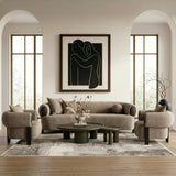 Arnaud Modern Tan Fabric + Brown Oak Accent Chair