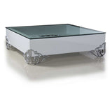 LS538 Emma Modern White Coffee Table with Glass Top