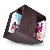 Book Modern Brown Oak Cube Magazine Rack