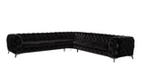 Delilah Glam Black Fabric Sectional Sofa