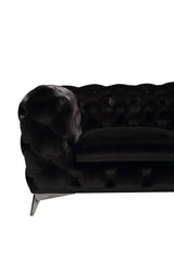 Delilah Glam Black Fabric Sectional Sofa