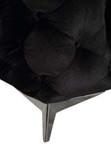 Delilah Glam Black Fabric Sectional Sofa