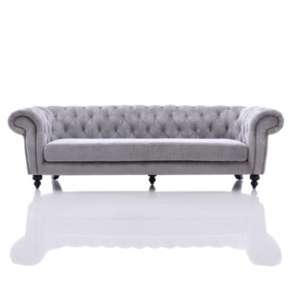 Alexandrina Grey Tufted Velvet Sofa