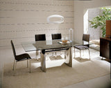 Waves Collection Modern Glass w/Chrome Stainless Steel Dining Table