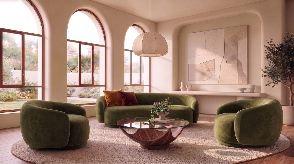 Andrew Modern Green Fabric Swivel Accent Chair