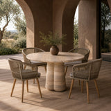 Aragats Modern Faux Travertine Concrete Round Dining Table