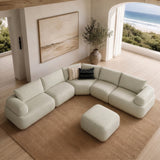 Evans Contemporary Off-White Fabric Modular Sectional Sofa-6-Piece Sectional