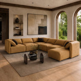 Gene Modern Ochre Fabric 7-Piece Modular Sectional Sofa