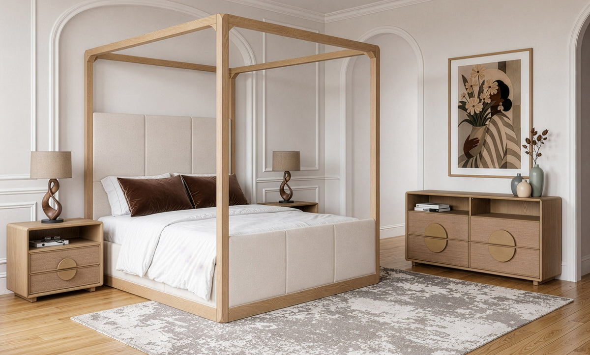 Eastern King Sergio Modern Natural Oak 4-Piece Bedroom Set