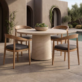 Sinai Modern Faux Travertine Concrete Round Dining Table