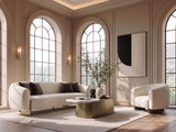 Thrive Modern Beige Fabric + Antique Brass Sofa