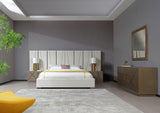 Nixa Modern Beige Velvet + Brushed Bronze + Birch Bedroom Set