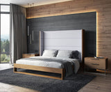 Heloise Contemporary Grey Fabric & Walnut Trim Bed