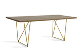 Marcia Mid-Century Tobacco and Antique Brass Dining Table