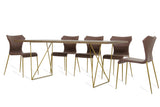 Marcia Mid-Century Tobacco and Antique Brass Dining Table