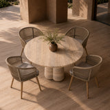 Aragats Modern Faux Travertine Concrete Round Dining Table