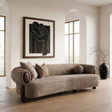 Arnaud Modern Tan Fabric + Brown Oak Sofa