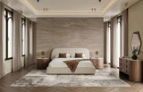 Hortman + Chelton Modern Beige Velvet + Walnut 4-Piece Bedroom Set