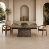 Jaya Modern Faux Marble Concrete Oval Dining Table