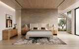 Newhart Modern Beige Fabric + Natural Oak 4-Piece Bedroom Set