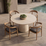 Sinai Modern Faux Travertine Concrete Round Dining Table