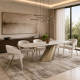 Vela Modern Ceramic + Brass Dining Table