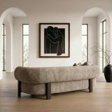 Arnaud Modern Tan Fabric + Brown Oak Sofa