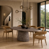 Jaya Modern Faux Marble Concrete Oval Dining Table