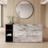 Maranello Modern Grey Wash & Faux Marble Dresser