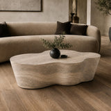 Meru Modern Faux Travertine Concrete Coffee Table