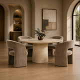 Sinai Modern Faux Travertine Concrete Round Dining Table