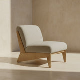 Vance Modern Sand Fabric + Wood Accent Chair
