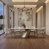 Vela Modern Ceramic + Brass Dining Table