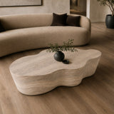 Meru Modern Faux Travertine Concrete Coffee Table