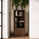 Roma Modern Walnut + Gold Bookcase