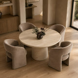 Sinai Modern Faux Travertine Concrete Round Dining Table