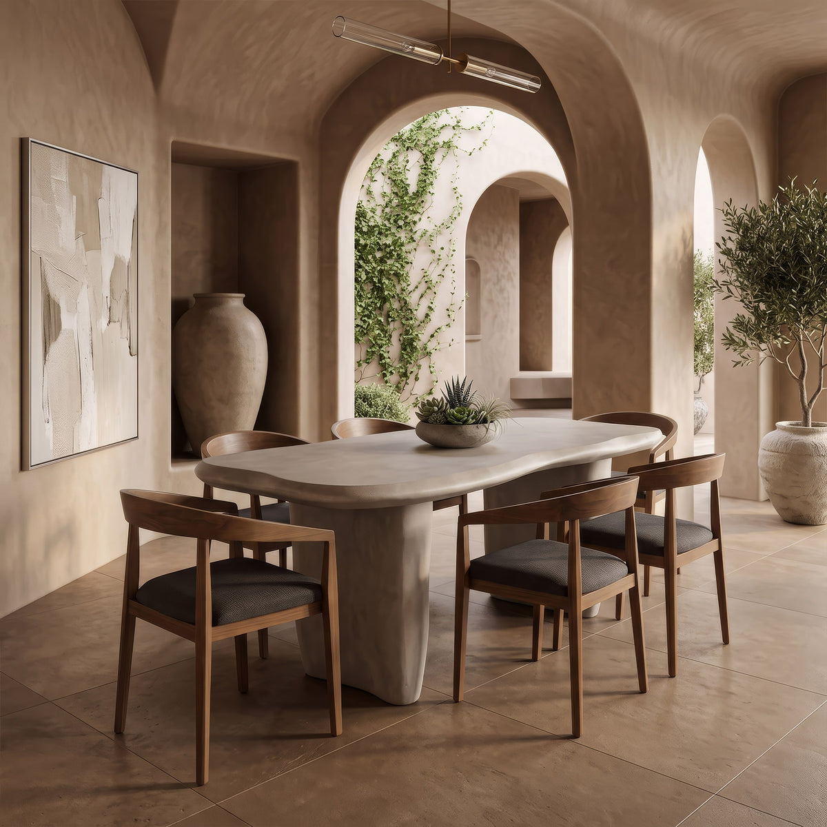 Nouveau Slone Modern Beige Concrete Dining Table