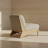 Vance Modern Sand Fabric + Wood Accent Chair