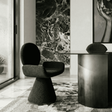 Neptune Contemporary Black Fabric + Brushed Black Gun Dining Chair