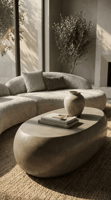 Denny Modern Grey Concrete Large Oval Coffee Table