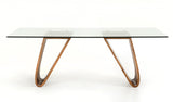 Draper Mid-Century Walnut and Glass Dining Table
