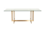 Keaton Modern Glass and Brass Dining Table