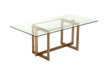 Keaton Modern Glass and Brass Dining Table