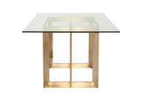 Keaton Modern Glass and Brass Dining Table