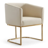 Yukon Modern Beige Bonded and Antique Brass Dining Chair